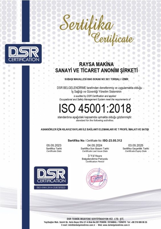 Page d'accueil 26 RAYSA ISO 45001 2018