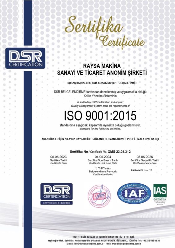 Page d'accueil 23 RAYSA ISO 9001 2015