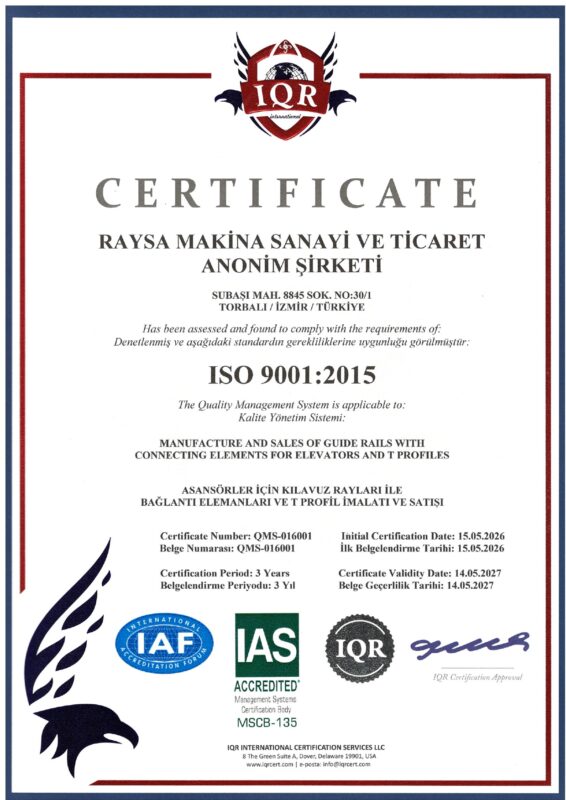RAYSA MAKINA ISO 9001 page 0001 2